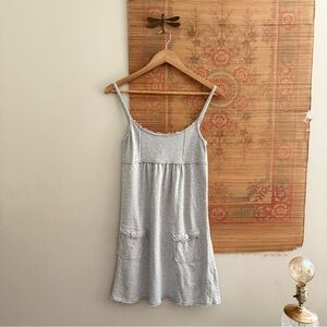 Ling Gray Sleeveless Babydoll Dress with Pockets